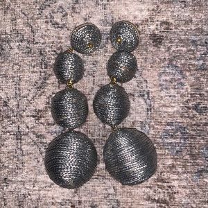 Kenneth Jay Lane Metallic Thread-Wrapped Ball Linear Earrings